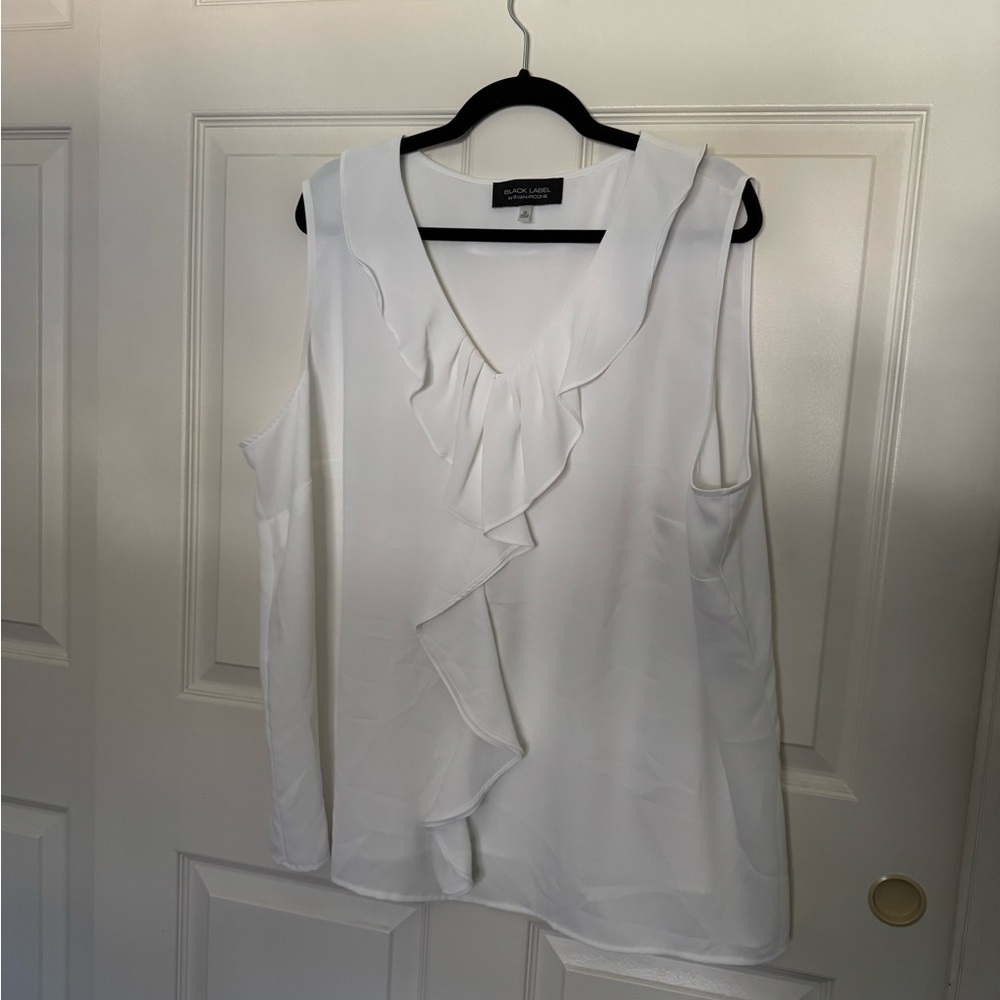 White Plus Size Sleeveless Ruffle Blouse 3x
